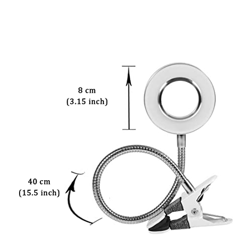 Pinkiou Clip on Lamp Desk Lamp with Clamp for Night Reading Nail Art Makeup Salon LED USB Book Light Clip Clamp Lamp 360°Flexible Gooseneck Bed Lamp 3 Color Models