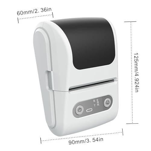 Label Maker Machine with Tape, Portable Thermal Label Printer with 1 Roll 57x50mm Tape, Handheld Sticker Maker Support 12-57mm Thermal Labels for Small Business/Home/School/Office, Black - color: White