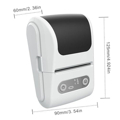 Label Maker Machine with Tape, Portable Thermal Label Printer with 1 Roll 57x50mm Tape, Handheld Sticker Maker Support 12-57mm Thermal Labels for Small Business/Home/School/Office, Black - color: White