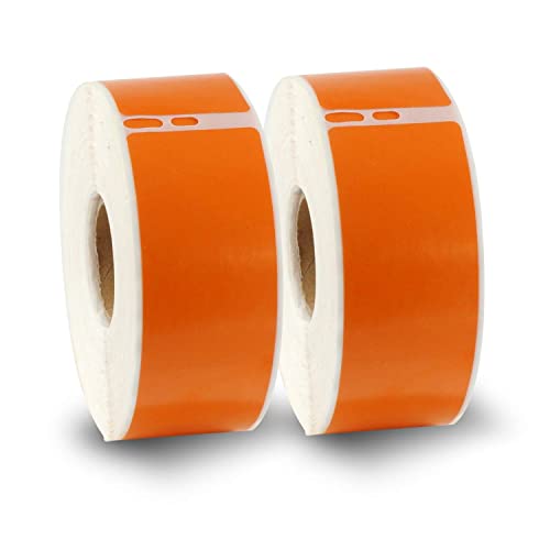 BETCKEY - Compatible DYMO 30252 (1-1/8" x 3-1/2") Address & Barcode Labels - Compatible with DYMO Labelwriter 450, 4XL & Zebra Printers[2 Rolls/700 Labels, Orage] - color: Orange, size: 30252 [1-1/8" x 3-1/2"]