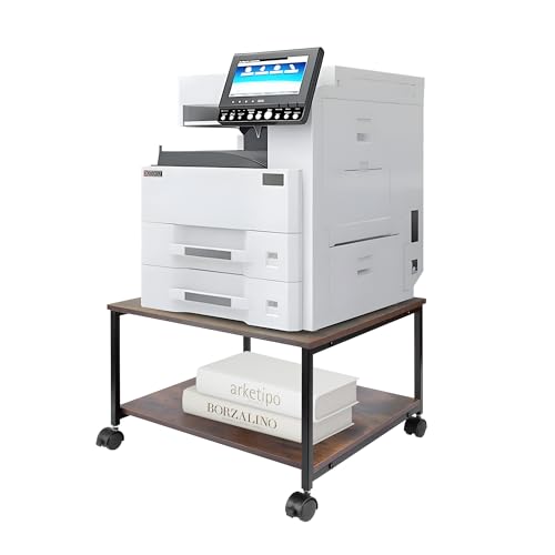 2-Tier Under Desk Printer Stand, 19.5" x 19.5" Large Rolling Printer Cart - color: Wood, size: 2-Tier
