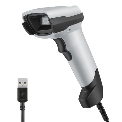 Barcode Scanner, 1D CCD Handheld Barcode Reader USB Wired Connection Bar Code Scanners for Store Supermarket Warehouse Library Supports Scan Screen UPC - size: 1D-2209H-Wired