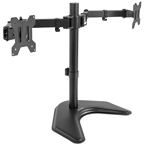 VIVO Dual LED LCD Monitor Mount, Free-Standing Desk Stand for 2 Screens up to 32 Inch, Heavy-Duty Fully Adjustable Arms with Max VESA 100x100mm, Black, STAND-V032F - color: Black, size: 13" - 32" screens