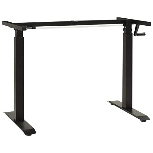 Gecheer Manual Height Adjustable Standing Desk Frame, Hand Crank Black Powder-Coated Steel, for Home Office Workspace, 28.0-44.5 in Height, 23.6 x 63.0 x 44.5 in Dimensions