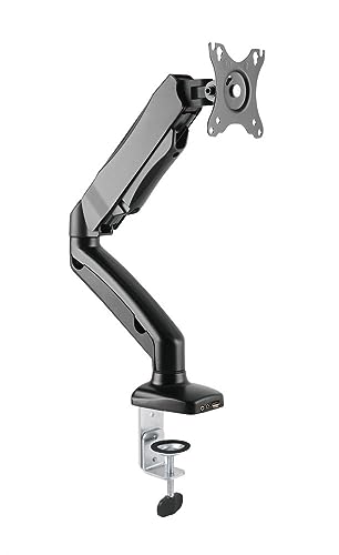 Rocelco Premium Desk Computer Monitor Mount with USB 2.0 and Audio Port - Fits Single 13" - 27" LED LCD Flat Screen - Pneumatic Full Motion Assist Adjustable Arm - Grommet and C Clamp - Black (R MA1) - style: 1 Monitor Gas Spring