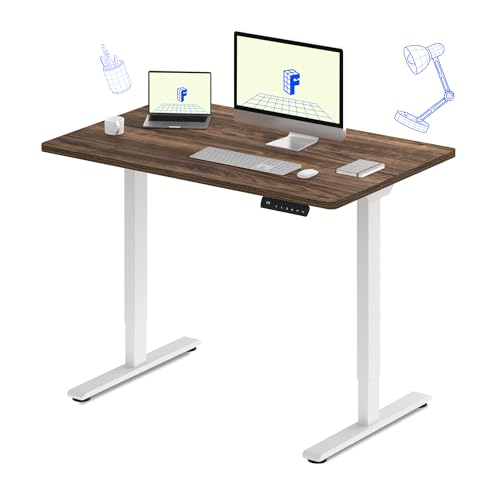 FLEXISPOT E3 Dual Motor Electric Standing Desk 48 x 30 Sit Stand Up Desk, Holds 220 lbs, Adjustable Height w/Memory Presets, One-Piece Brown Wood Grain Desktop & White Frame, Ships in 2 Boxes - color: White Frame + Brown Wood Grain Top, size: 48"x30" Whol