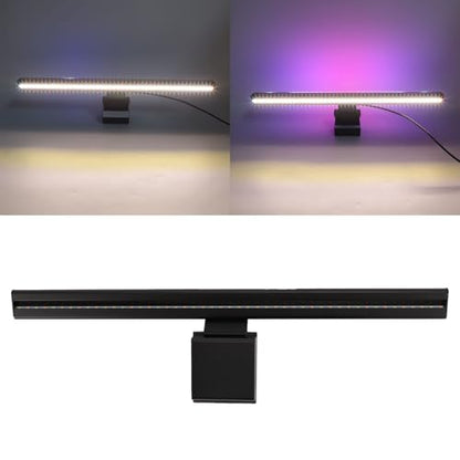 RGB Computer Light Bar with Music Sync, Dimmable LED Screen Lamp, 5 Color Temperatures Stepless Dimming Touch Control, Anti - Glare Dual Light for Desk and Gaming Setup