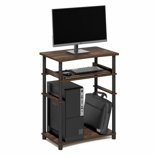 Furinno Home Desk, 23.6 Wide Gaming Desk with Keyboard Tray, Open Shelf Laptop Notebook Computer Desk, Office Desk for Home Office, Study Room, Dorm, Bedroom, Amber Pine - color: Amber Pine/Black, size: 23.6 Inch Wide
