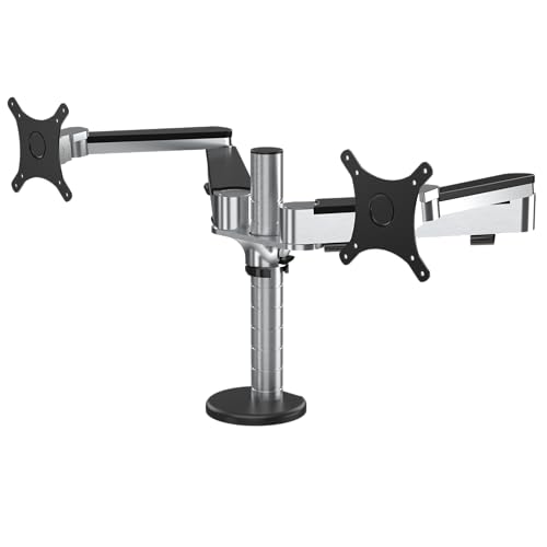 OmniView Dual Monitor Stand - Height Adjustable Arms for 24"-27" Screens - Desk Mount with 360° Rotation - VESA Compatible - Each Arm Supports up to 15lbs | Black - size: Dual Arms