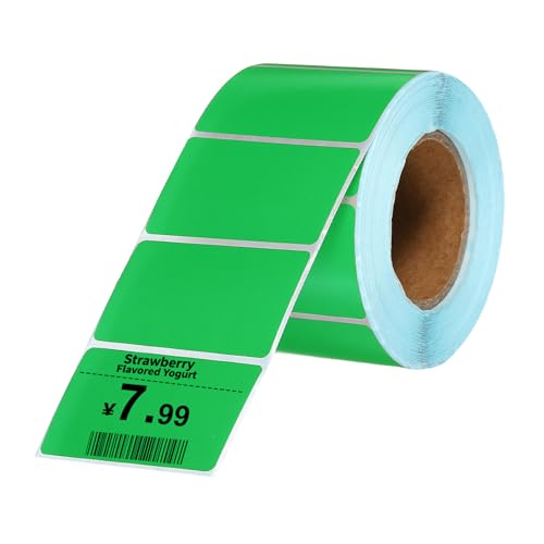 PATIKIL 800 Pcs Thermal Labels, 1.18x2 Inch Thermal Printer Labels Stickers Self Adhesive Tags Rectangle Paper Roll Small for Printer Shipping Label Mailing UPS Barcode Address, Green - color: Green, size: 30x50mm