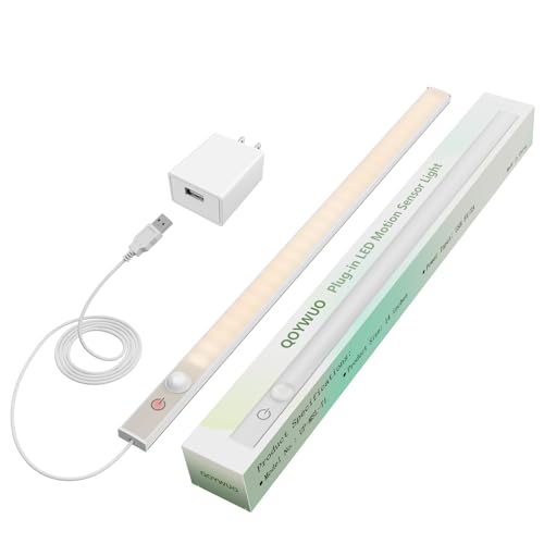 USB Plug-in Motion Sensor Light, ON/Night/Day Modes, Bright&Dimmable | 14" Slim LED Under Cabinet Lighting Indoor for Kitchen, Cabinet, Closet - 3000K Warm White, 1-Bar Standalone - color: Warm White, size: 1 * 1-Bar