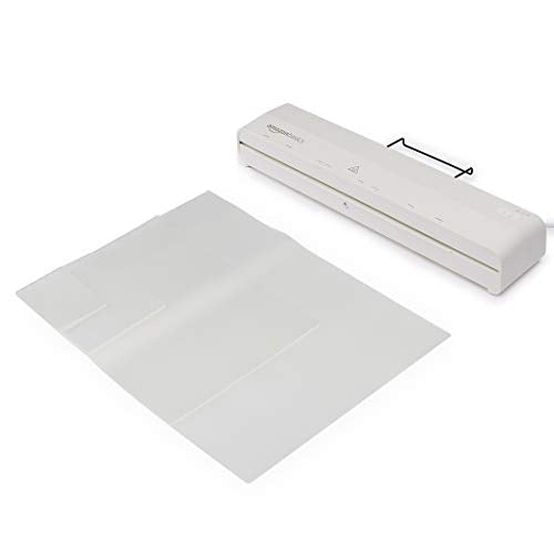 Amazon Basics 12-Inch Thermal Laminator Machine, 1 Min Fast Warm-Up, for Documents Photos, Home/Office/School Use, 20 Pouches Included, White - size: 12-inch + 20 Pouches