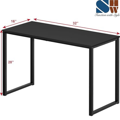 SHW Mission 32-Inch Home Office Computer Desk, Black - color: Black, size: 32-Inch
