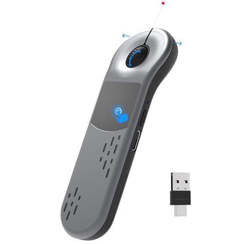 Rechargeable Air Mouse for PC/iOS/Android with Touchpad Wireless PPT Presenter with Bluetooth 2.4G, Works with PowerPoint/Keynote/TikTok/Camera/Kindle App (Silver) - color: Silver