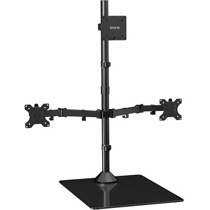 VIVO Triple Monitor Extra Tall Desk Stand for up to 49 inch Ultrawides on Center Bracket and 27 inch Screens on Side Brackets, Holds up to 44 lbs, Tempered Glass Base, Black, STAND-V103T-GB