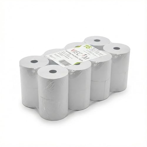 2 1/4" x 150' White Adding Machine Paper Rolls – One Ply Register/Calculator/10-Key Paper for Printing Calculators and Registers – 16 Rolls