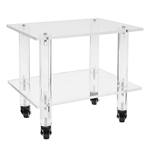 2-Tier Clear Office Rolling Cart Mobile Printer Stand Under Desk Printer Cart Storage Rack, for Storing Printers, Copy Paper, Faxes, Books, Etc