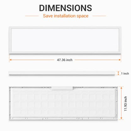 4 Pack 1x4 LED Flat Panel Light, 50W 6250LM Surface Mount Ceiling Fixture, 5CCT (3000K/3500K/4000K/5000K/6500K), 10-100% Triac Dimmable 120V for Kitchen, Garage, Office, Basement - size: 4 PACK
