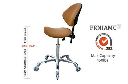 Adjustable Saddle Stool Chairs with Back Support Ergonomic for Medical Clinic Studio Salon Office and Home (Camel) - color: Camel