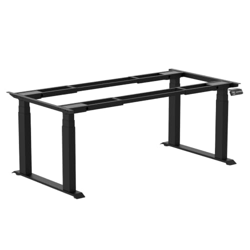 Desky Quad Motor Electric Standing Desk Frame – Extra Large Height Adjustable Sit Stand Base for 90° & 120° Workstations, Heavy Duty Steel, Memory Presets, Commercial Office Use (Black) - color: Matte Black