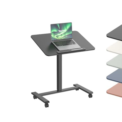 TopJob ANYDESK FOLD Mobile Standing Desk, Portable with Lockable Wheels, Foldable Stand Desk, Rolling Computer Workstations, Used for Home, Couch Side Table, Bedside Table in Bed Room Kitchen (Black) - color: Black