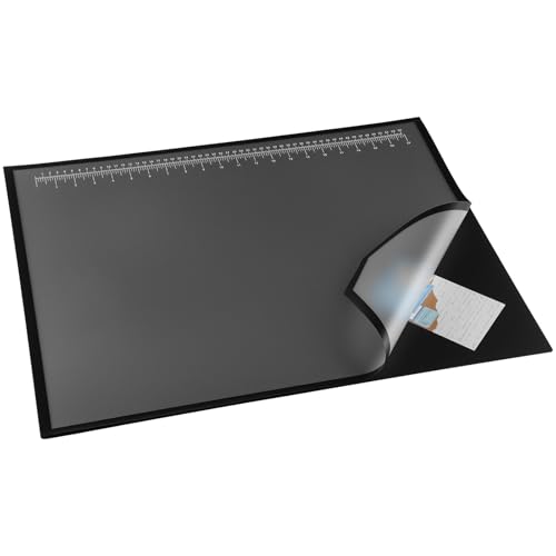 Colingmill 24 x 19 Inch Black Desk Pad with Clear Ruler Overlay
