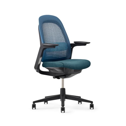 Haworth Breck Ergonomic Office Chair, Home Office Desk Chair, Lagoon | Computer Desk Chair with Height-Adjustable Lumbar Support, Black Trim, and 4D-Arms - color: Lagoon, style: Black Trim