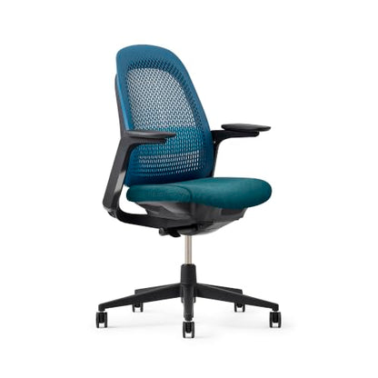 Haworth Breck Ergonomic Office Chair, Home Office Desk Chair, Lagoon | Computer Desk Chair with Height-Adjustable Lumbar Support, Black Trim, and 4D-Arms - color: Lagoon, style: Black Trim