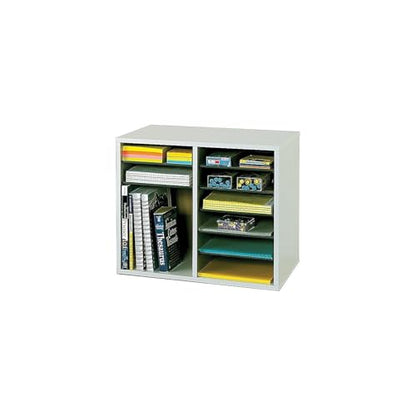 Safco Literature Organizer, 12 Compartments, Office and Classroom Mailbox with Adjustable Shelves, Wood Paper and Mail Sorter, Gray