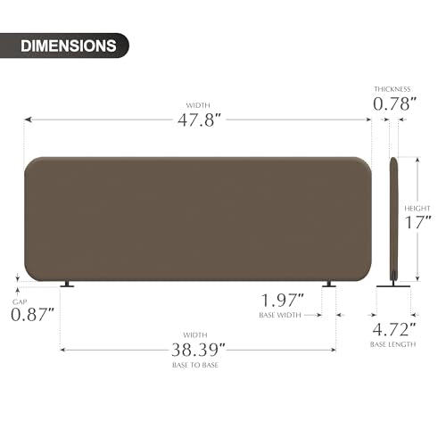 DECOLAB Desk Divider, Privacy Tabletop Partition Panel 48"x18", Taupe - color: Taupe