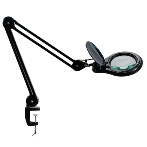 LED Magnifying Lamp with Clamp, 14W 1200LM, 2.25X, Black - color: Black