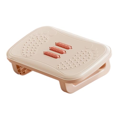 Ergonomic Under Desk Footrest with Massage Rollers, Non-Slip Rocking Foot Stool for Office and Home Desk, Khaki - color: Khaki
