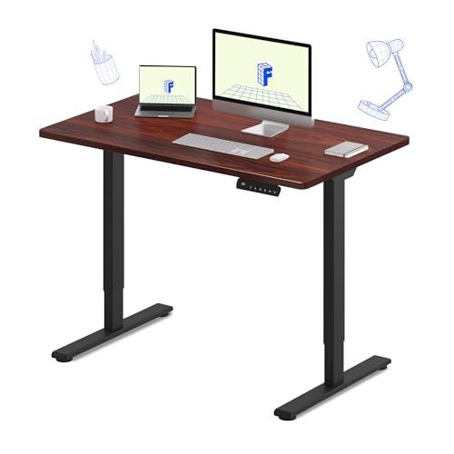 FLEXISPOT E3 Dual Motor Electric Standing Desk 48 x 30 Sit Stand Up Desk, Holds 220 lbs, Adjustable Height w/Memory Presets, One-Piece Mahogany Desktop & Black Frame, Ships in 2 Boxes - color: Black Frame + Mahogany Top, size: 48"x30" Whole-piece