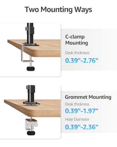 MOUNTUP Dual Monitor Desk Mount, Max 32 Inch up to 17.6lbs, Fully Adjustable Dual Monitor Arm for 2 LCD Screens, Double Monitor Stand with C-Clamp and Grommet Base