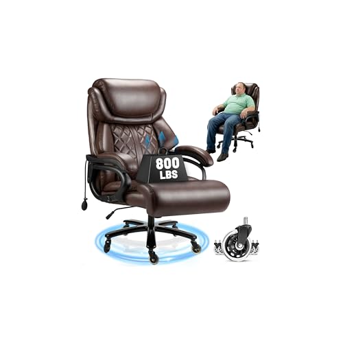 Big and Tall Office Chair 800lbs- High Back Executive Computer Chair for Heavy People with Adjustable Lumbar Support and Quiet Wheels- Large Desk Chair for Home Office - color: Brown6