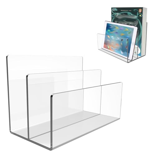 Boloyo Acrylic File Holder,2PC 2 Sections Clear File Organizer Mail Letter Sorter Desktop Folder Holder for Home Office School Envelope Bill Filling Paper Document - color: Clear, size: 2 Sections(2PC)