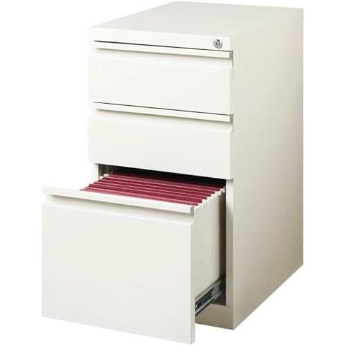 Pemberly Row 3 Drawers 27.75" Vertical White Metal Filing Cabinet Lockable Pre-Assembled Stationary Letter Size for Home, Office - color: White
