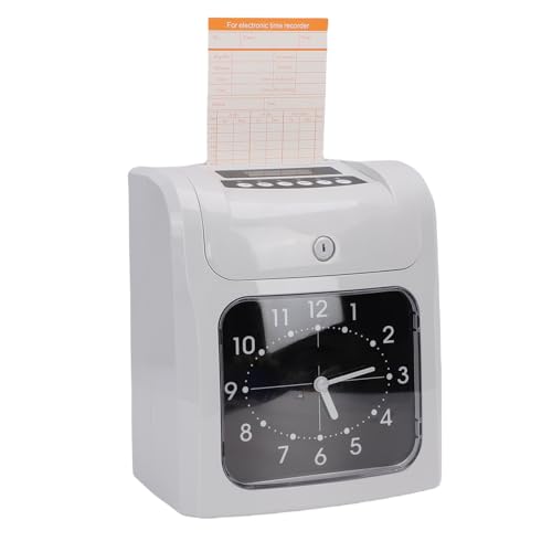 AUNMAS Electronic Time Clock, Employee Attendance Machine with Password Protection and 101 Attendance Cards, for Small Business Punch Time Recording (US Plug)