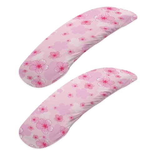 Office Chair Arm Covers Set of 2 - Cherry Blossom Printed Armrest Covers With Elastic Band, Stretchy Washable for Computer Chairs - color: Cherry Blossom - Pink