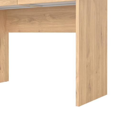 Furnifact Brown Wood Desk with Drawers, Writing Desk with Drawers for Home Office, Elegant Computer Study Table for Bedroom or Work from Home