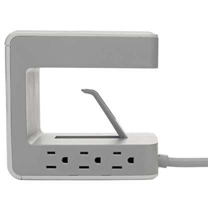 Tripp Lite 6 Outlet Desk Clamp Surge Protector Power Strip, USB Charging Ports USB-A & USB-C, 8 ft. Cord, 1080 Joules, Light Gray, Lifetime Limited Warranty & $50, 000 Insurance (TLP648USBC) - style: U-Mount
