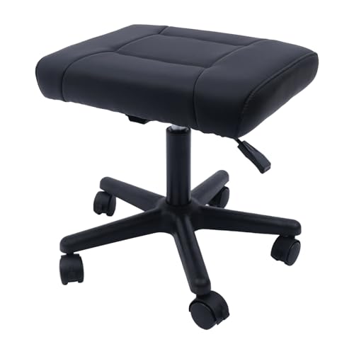Footrest Stool Under Desk, 15.75-20in Height Adjustable Footrest, Leg Rest Ottoman, Ergonomic Office Foot Stool, with 360° Rolling Wheels, Portable for Home, Train, Load Capacity 220LBS Black