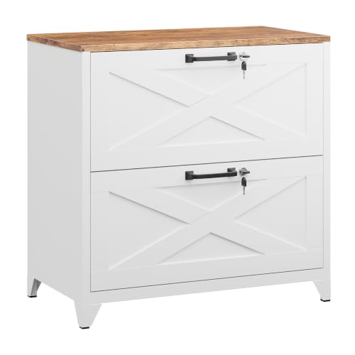 BYNSOE 2 Drawer Lateral File Cabinet Metal Filing Cabinet with Lock Office Home Steel Lateral File Cabinet for A4 Legal/Letter Size Lockable Wide Metal Cabinet,Assembly Required - color: White, size: 2 Drawers-2