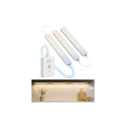 EZVALO Wireless Under Cabinet Lighting System, Ultra-Bright Task Lighting | 360LM, Motion Sensor, 5000mAh Rechargeable Switch Controller, 3Pcs x12 Inch, Dimmable, 3 Color Temps, 4 Work Modes