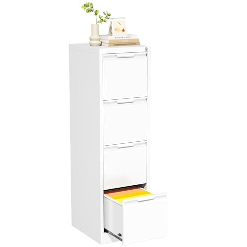 Bestoo File Cabinet, 4 Drawer Filing Cabinet with Lock, Metal File Cabinet - color: White, size: 4Drawer-Vertical-50"H