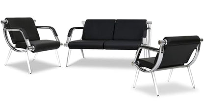 Kinsuite 4-Seat Waiting Room Chairs with PU Leather - 3Pcs Office Waiting Room Chair Reception Bench, for Airport Office Hospital School Bank, Black - size: 1-seat*2+2-seat