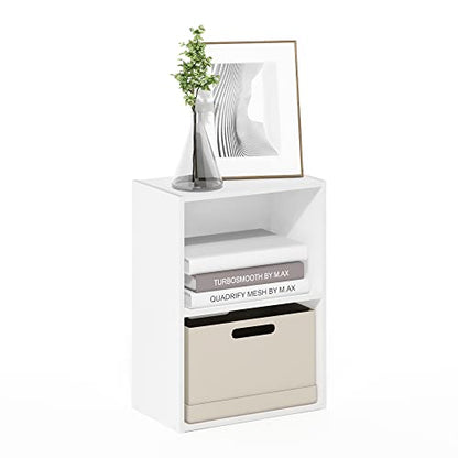 Furinno LUDER 2-Tier Book Shelf, Open Shelves Bookshelf, White | 9 x 16 x 21, Closed Back, Modern Bookcase, for Living Room, Bedroom, Home Office - color: White, size: 2-Tier, 9 x 16 x 21