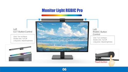 Computer Monitor Light Bar Wireless Remote Control Multi-Screen Light Dimmable Switch USB Powered E-Reading LED Pendant Light for Office/Home, Brightness/Color Temperature Adjustment