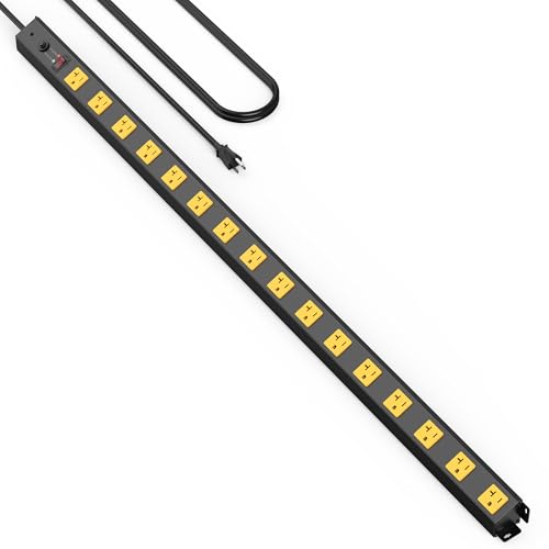 HHSOET 16 Outlet Long Power Strip, 12 Gauge Extension Cord. Yellow, 6FT. - color: Yellow, size: 6ft
