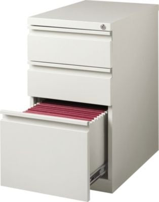 STAPLES Mobile Pedestal File Cabinet with Wheels, 3-Drawer, Grey - color: Grey, size: 1 Pack, style: 20'' Depth